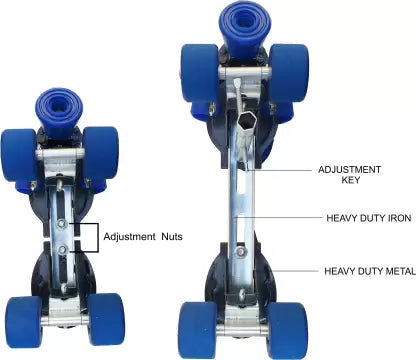 Jaspo Tenacity Adjustable Rubber Wheel Skates for Senior (6-14 years) Quad Roller Skates - Size 1-8 UK (Red)
