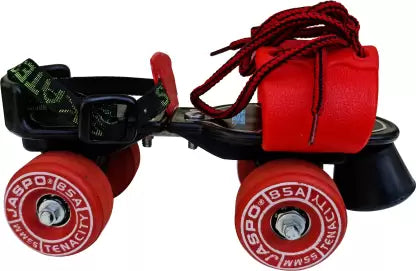 Jaspo Tenacity Lite Rubber Wheel Adjustable Quad Roller Skate (6-14 years) Quad Roller Skates - Size 1-8 UK (Red)