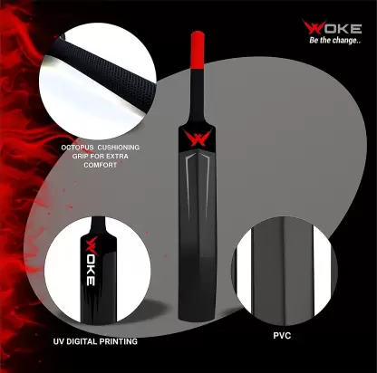woke Stalwart(BLACK)Heavy Duty,Full Size (34�)Premium Bat PVC/Plastic Cricket Bat (850 g)