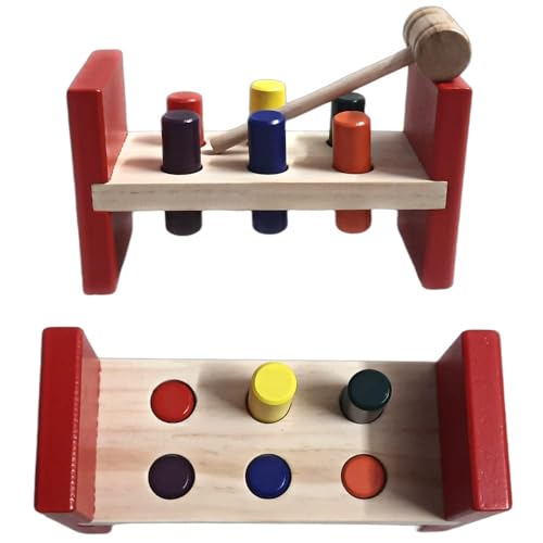 Smartcraft Wooden Hammer and Peg Toy, Pounding Bench Wooden Toy with Mallet for Toddlers Kids | Montessori Toys for Early Education for Kids/Toddlers (Multicolor)
