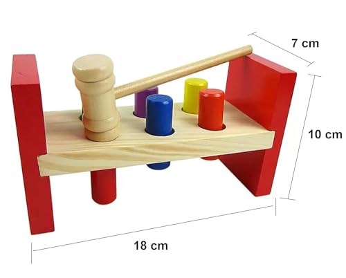 Smartcraft Wooden Hammer and Peg Toy, Pounding Bench Wooden Toy with Mallet for Toddlers Kids | Montessori Toys for Early Education for Kids/Toddlers (Multicolor)