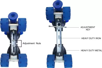 Jaspo Racer Adjustable Rubber Wheel Skates for Senior (6-14 years) Quad Roller Skates - Size 1-8 UK (Blue)