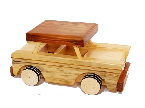 Smartcraft Wooden Showpiece Vintage Car for Kids Handcarved Wooden Car Toy Perfect Home Decor Showpiece
