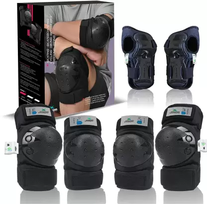Jaspo Plastron Saver 3 Professional Protective Set For Teens/Adults(Large-12yrs&above) Skating Guard Combo (Black)