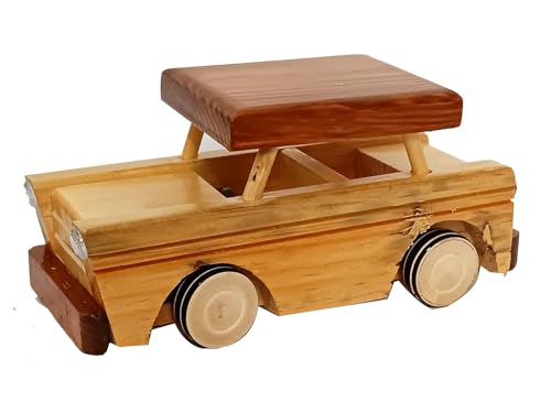 Smartcraft Wooden Showpiece Vintage Car for Kids Handcarved Wooden Car Toy Perfect Home Decor Showpiece