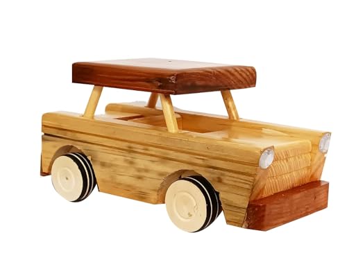 Smartcraft Wooden Showpiece Vintage Car for Kids Handcarved Wooden Car Toy Perfect Home Decor Showpiece