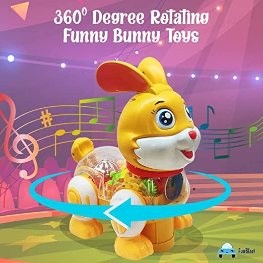 Musical Transparent Gear Rabbit Toy, Toys with Flashing Light & Sound, Bunny Toys, Rabbit Chew Toys
