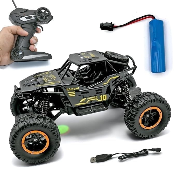 Mini Rock Crawler Remote Control Wheel Drive Rechargeable Plastic Rc Car for Boys Rock Climber High Speed Monster Racing Car for Kids Pack of 1,(Multicolor)