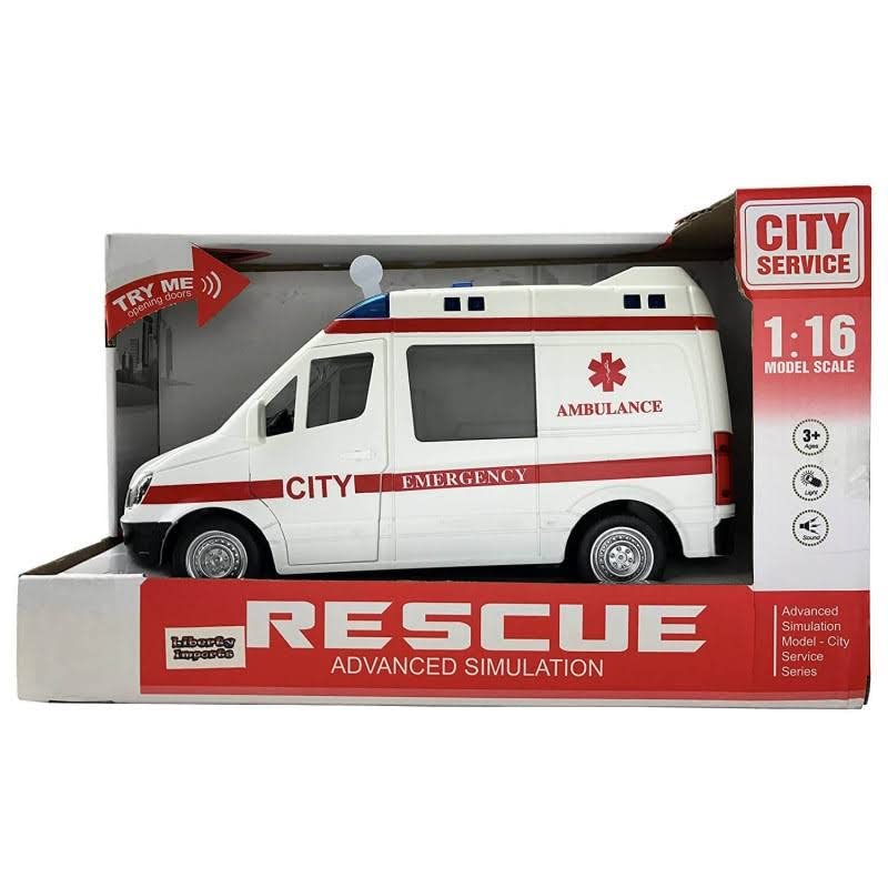 Smartcraft Ambulance Toy Car with Light and Siren Sound Effects, Heavy Duty Rescue Vehicle Toy for Kids and Children, Friction Wheels & LED Lights