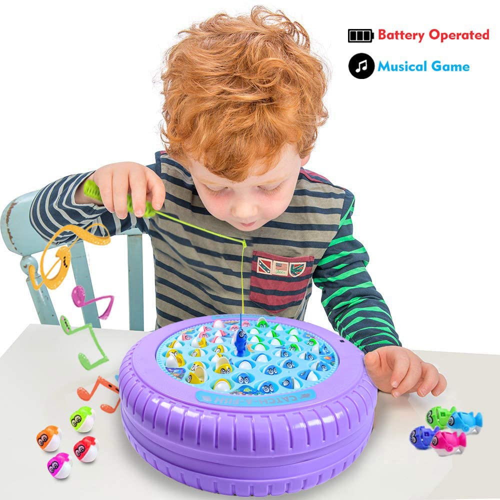 Smartcraft Fish Catching Game with Big Round Pond & Fish 4 Catching Sticks for Kids