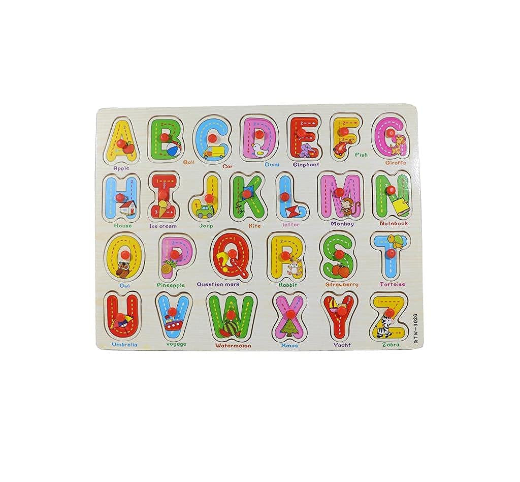 Smartcraft Classic Wooden Learning Puzzle Holiday 26 Pc ABC Alphabetical Letter Educational Board Game Toy for Kids