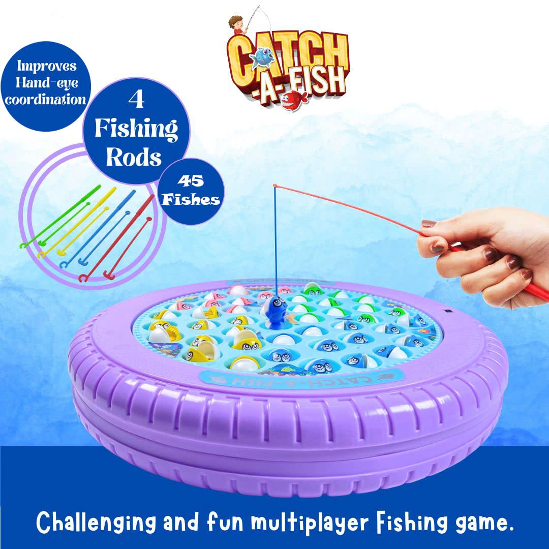 Smartcraft Fish Catching Game with Big Round Pond & Fish 4 Catching Sticks for Kids