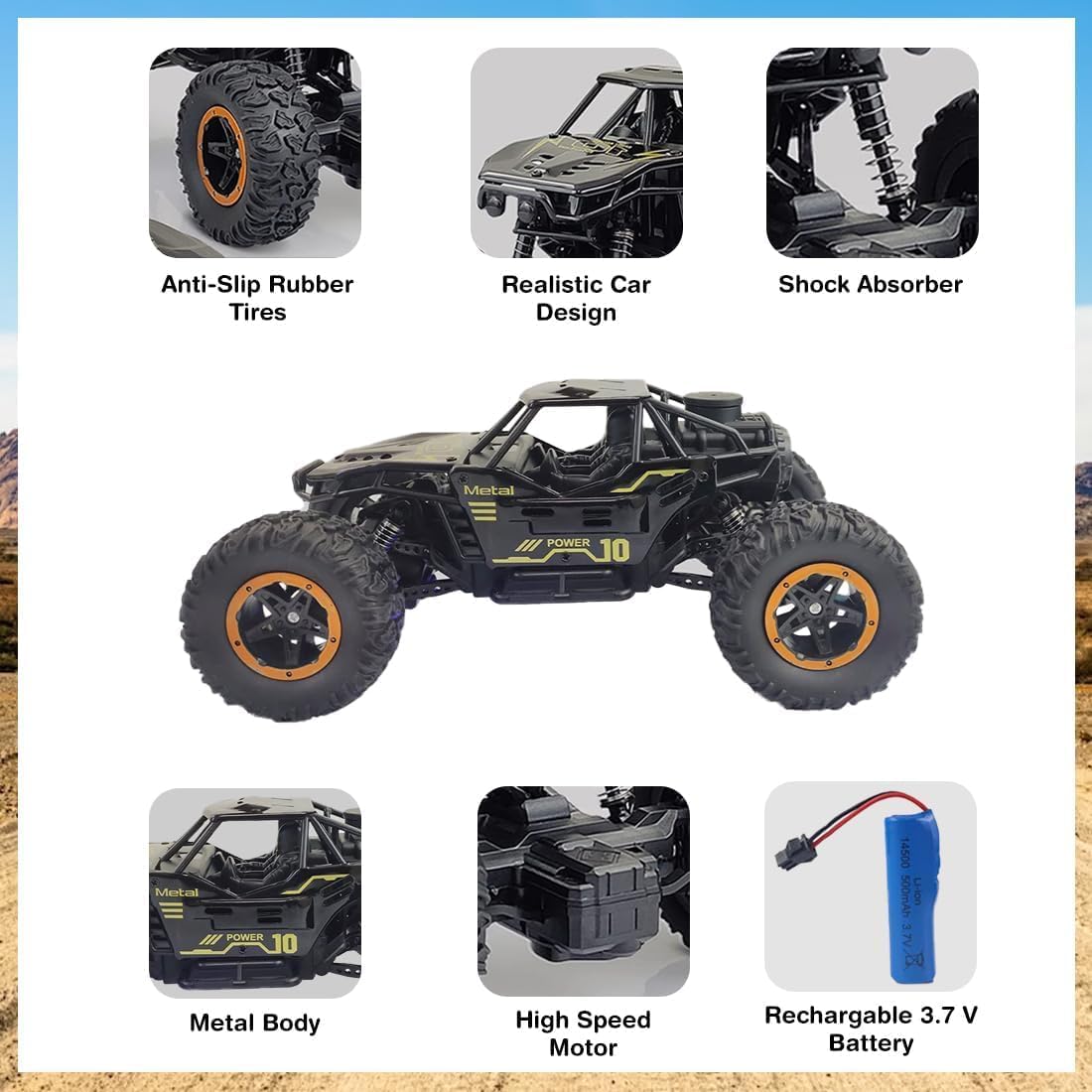 Mini Rock Crawler Remote Control Wheel Drive Rechargeable Plastic Rc Car for Boys Rock Climber High Speed Monster Racing Car for Kids Pack of 1,(Multicolor)
