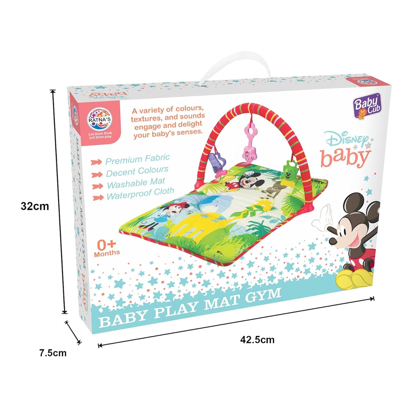 Smartcraft Baby Play Gym Mickey Mouse with Waterproof Soft Cozy matt & Cute Hanging Toys for Infants (Multicolour)