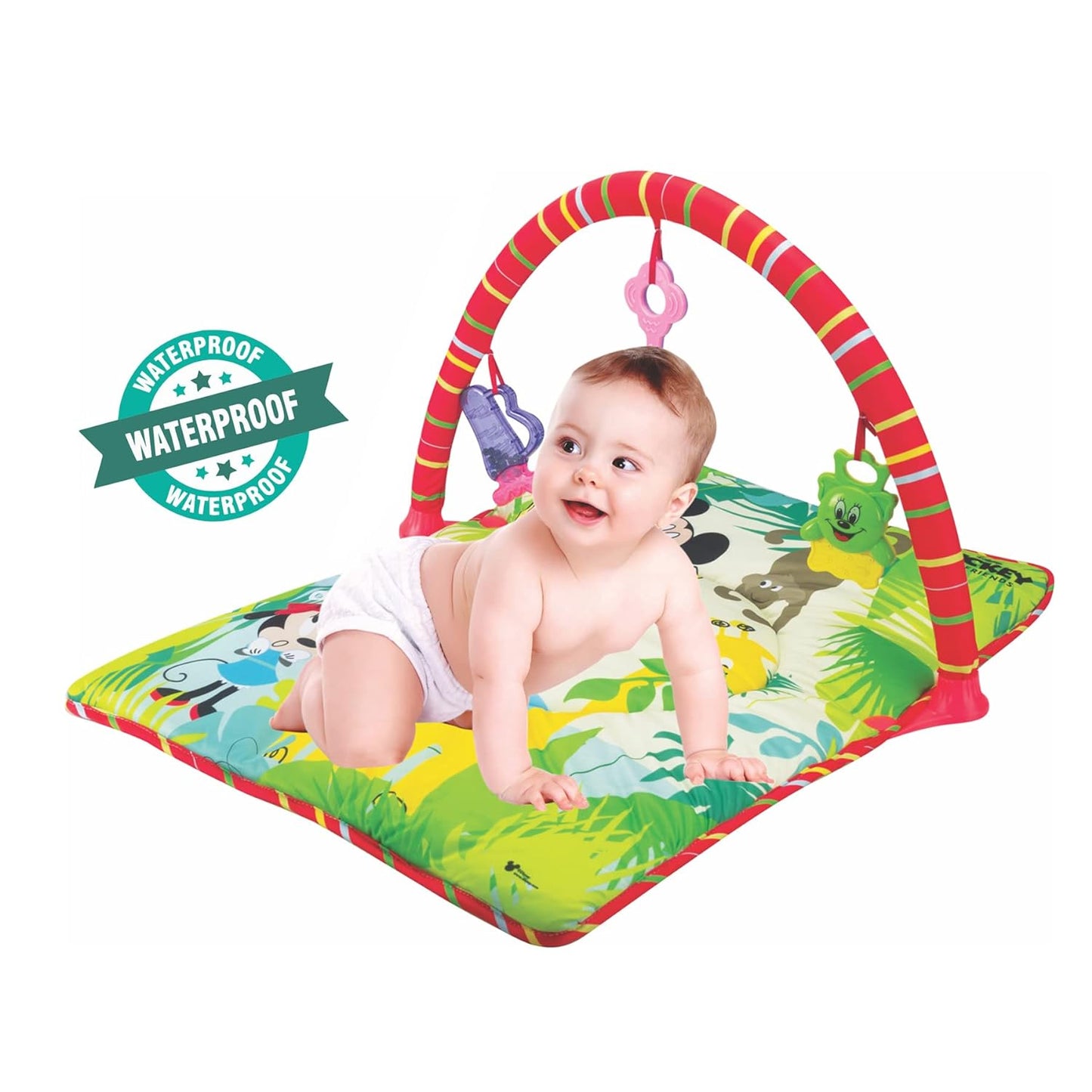 Smartcraft Baby Play Gym Mickey Mouse with Waterproof Soft Cozy matt & Cute Hanging Toys for Infants (Multicolour)