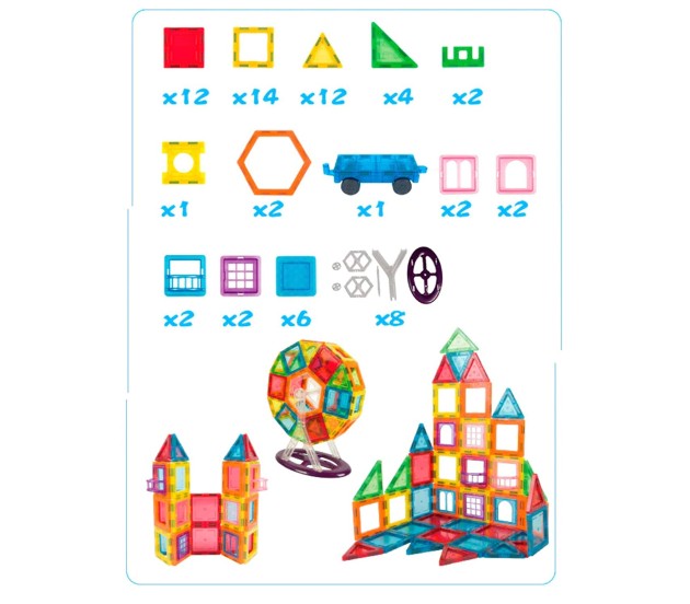 Toy Blocks, Magnetic Blocks, 71 Pieces Large Magnetic Tiles & 3d Building Blocks/ Stem Learning Toys For Boys & Girls