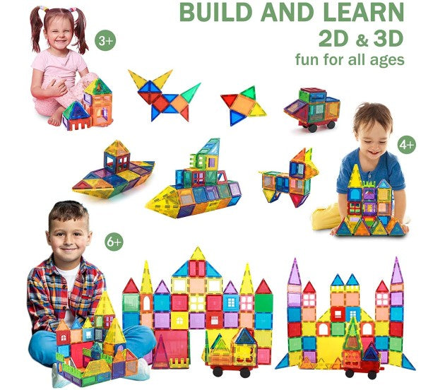 Toy Blocks, Magnetic Blocks, 71 Pieces Large Magnetic Tiles & 3d Building Blocks/ Stem Learning Toys For Boys & Girls
