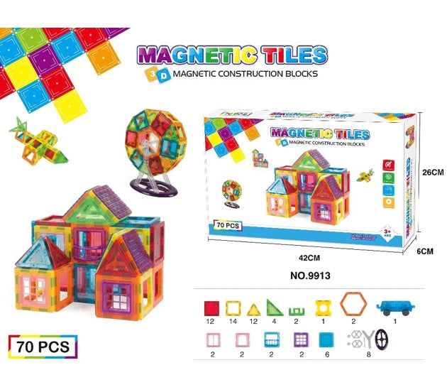 Toy Blocks, Magnetic Blocks, 71 Pieces Large Magnetic Tiles & 3d Building Blocks/ Stem Learning Toys For Boys & Girls