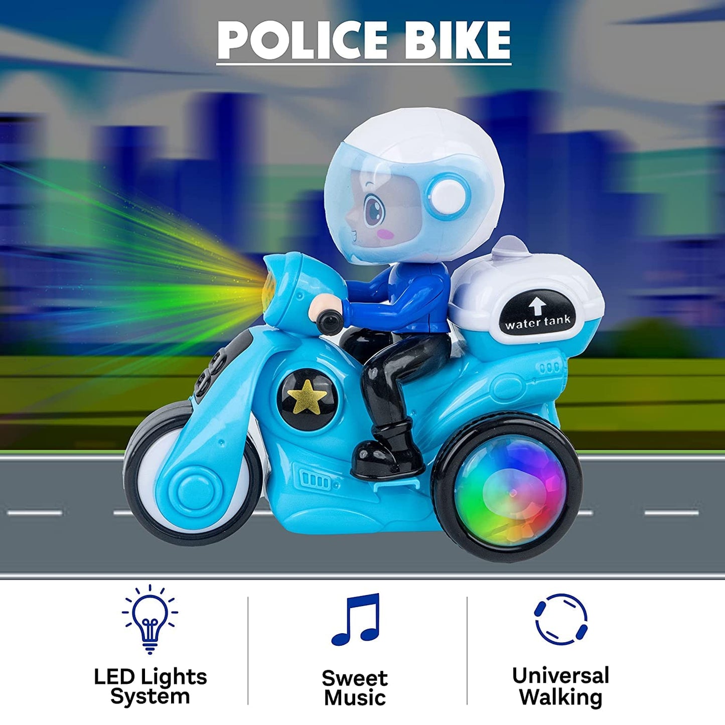 Bike Tricycle Toy Bump Go Scooter Toy, 4d Flashing Effects Music Motorcycle With Lights, 360 Rotation Movement