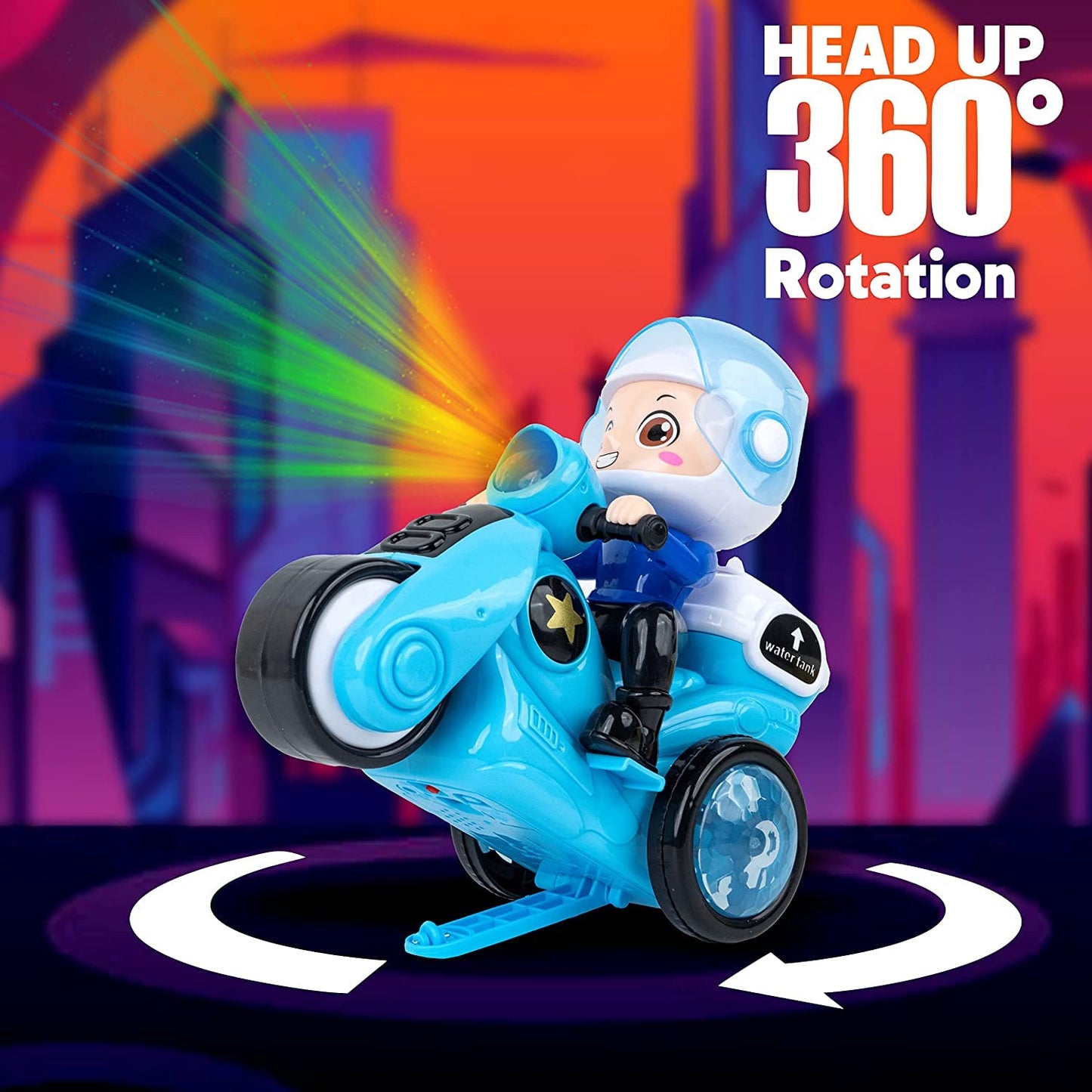 Bike Tricycle Toy Bump Go Scooter Toy, 4d Flashing Effects Music Motorcycle With Lights, 360 Rotation Movement