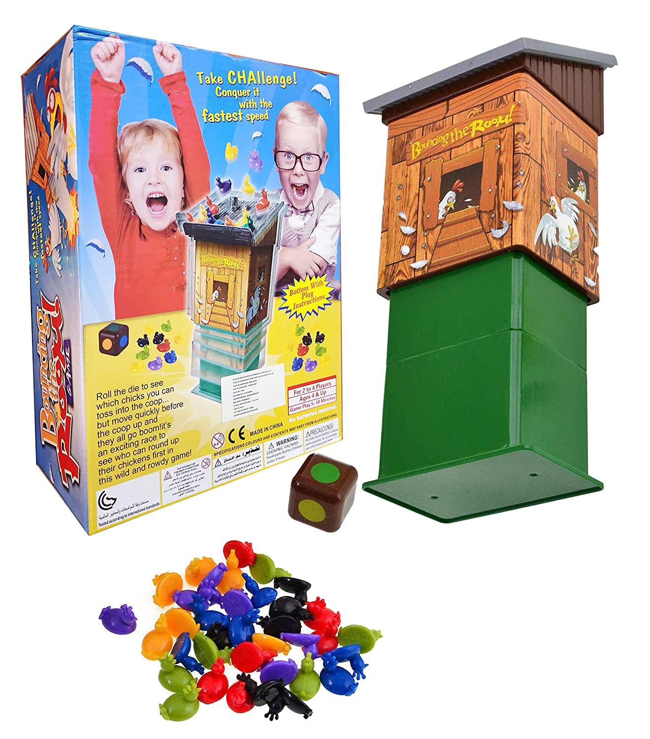Bouncing The Room Game, Board Game Set, Jumping Coop Chicken Coop Board Game for Kids