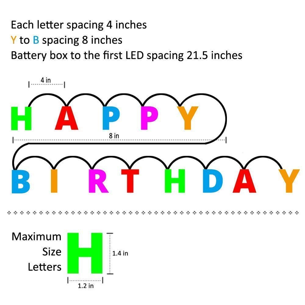 Happy Birthday Led, Neon Happy Birthday Sign, Happy Birthday Light Up Sign Battery Operated