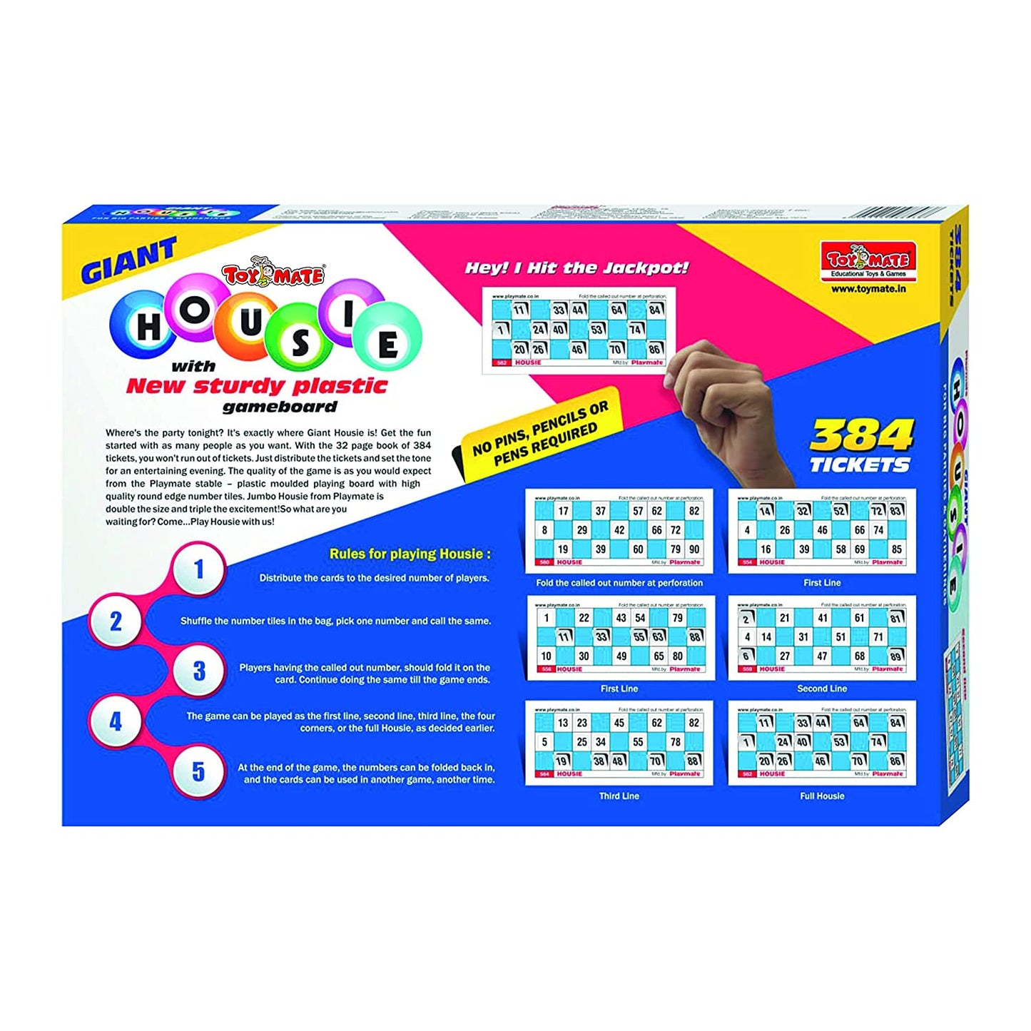 Housie Housie Game Giant 384 Foldable Tickets Party & Fun Games Board Game