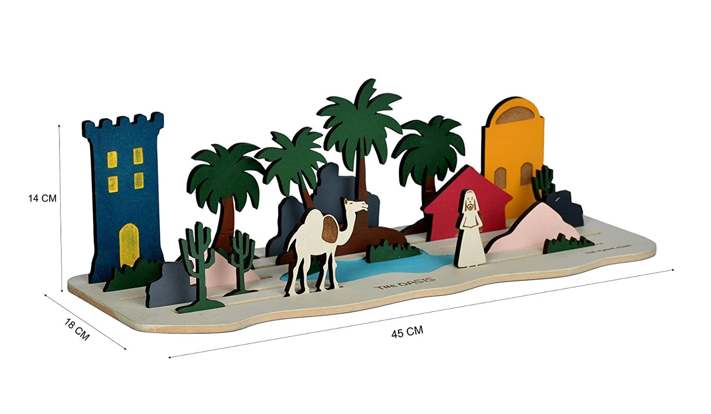 Oasis Wooden Theme Board 3d Jigsaw Puzzle Create Your Own Story Educational Montessori Unique And Creative Play Toy Kit