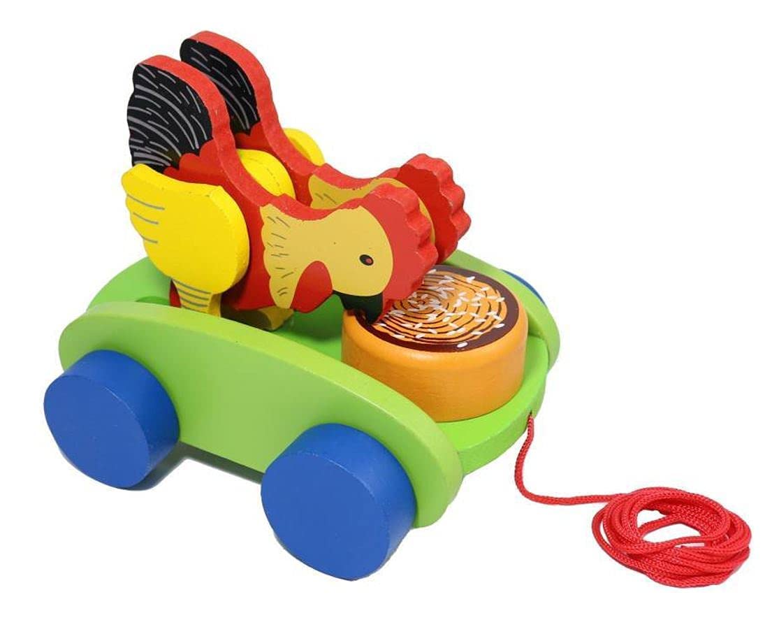 Pull-Along Toys, Wooden Drum Musical Push Along Toys, Baby Early Walking Pull Toy, Rope Toy For Babies