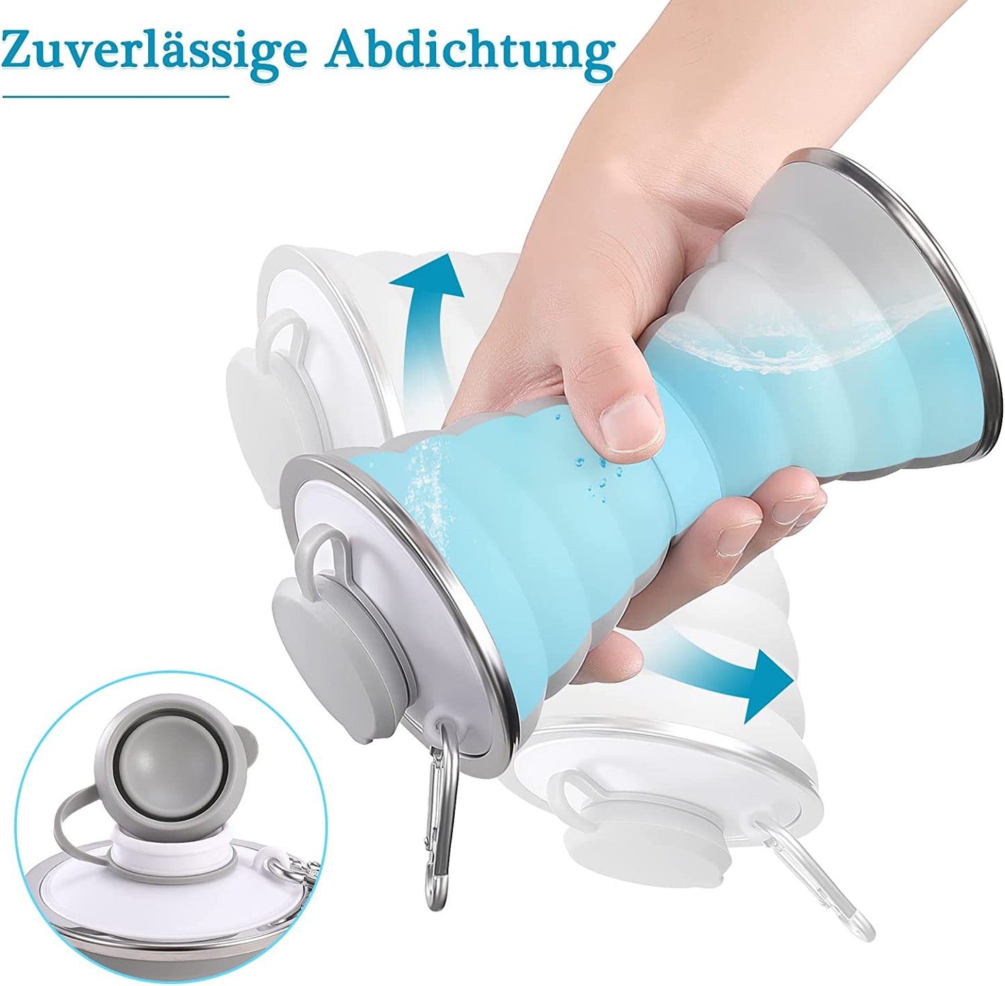 Silicone Retractable Folding Water Bottle 500ml Telescopic Collapsible Outdoor Travel Mug Folding Cups