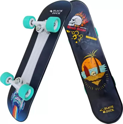 Jaspo Black Duck Fibre (26" X 6.5") Fully Assembled Skateboard (Suitable for All Age Group) - SKATIE BONES 26.5 inch x 6.5 inch Skateboard (Multicolor, Pack of 1)