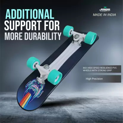 Jaspo Black Duck Fibre (26" X 6.5") Fully Assembled Skateboard (Suitable for All Age Group) - SKATIE BONES 26.5 inch x 6.5 inch Skateboard (Multicolor, Pack of 1)