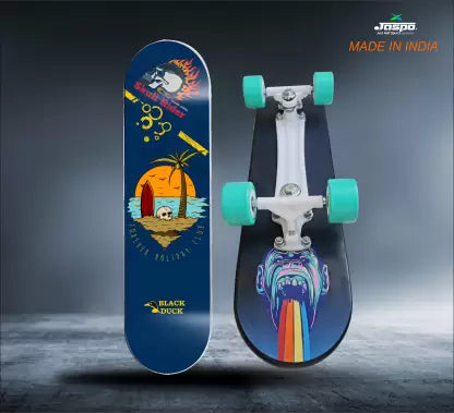 Jaspo Black Duck Fibre (26" X 6.5") Fully Assembled Skateboard (Suitable for All Age Group) - SKATIE BONES 26.5 inch x 6.5 inch Skateboard (Multicolor, Pack of 1)