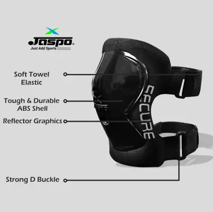 Jaspo Secure Hybrid Knee & Elbow Guards Combo for Skating, Cycling for All Age Groups - Medium Size Skating Kit