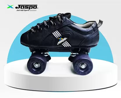 Jaspo Honda PRO 30 Quad Skates with Rubber Wheels Fixed Body Roller (Black) Shoe Skates - Size UK - 5 (Black)