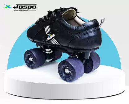 Jaspo Honda PRO 30 Quad Skates with Rubber Wheels Fixed Body Roller (Black) Shoe Skates - Size UK - 5 (Black)