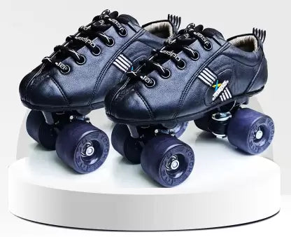 Jaspo Honda PRO 30 Quad Skates with Rubber Wheels Fixed Body Roller (Black) Shoe Skates - Size UK - 5 (Black)