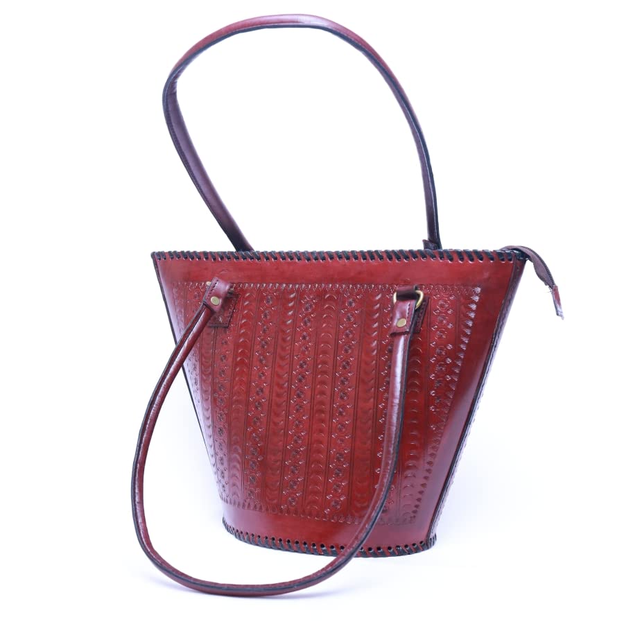 Leather Backpack, Leather Tote Bag Hand Made | Artistry Bag | Made In India(wine Color)