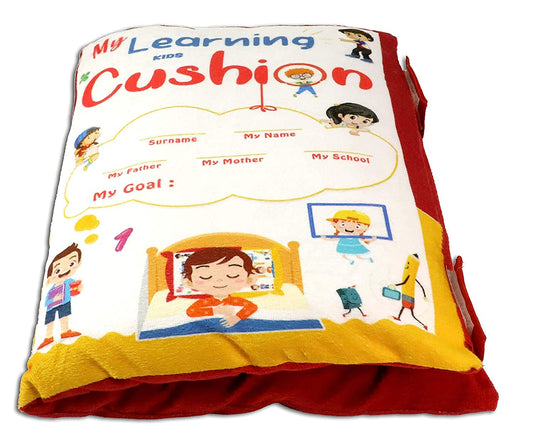 Kids Learning Cushion Book, Velvet Soft Cushion, 12 Things To Learn , Nursery Book Cushion Pillow