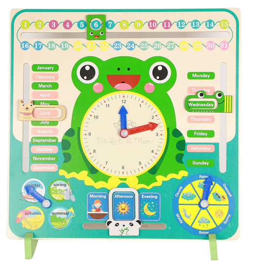 Calendar for kids, Calendar Educational Clock Toy For Kids Learning (Frog Stand)