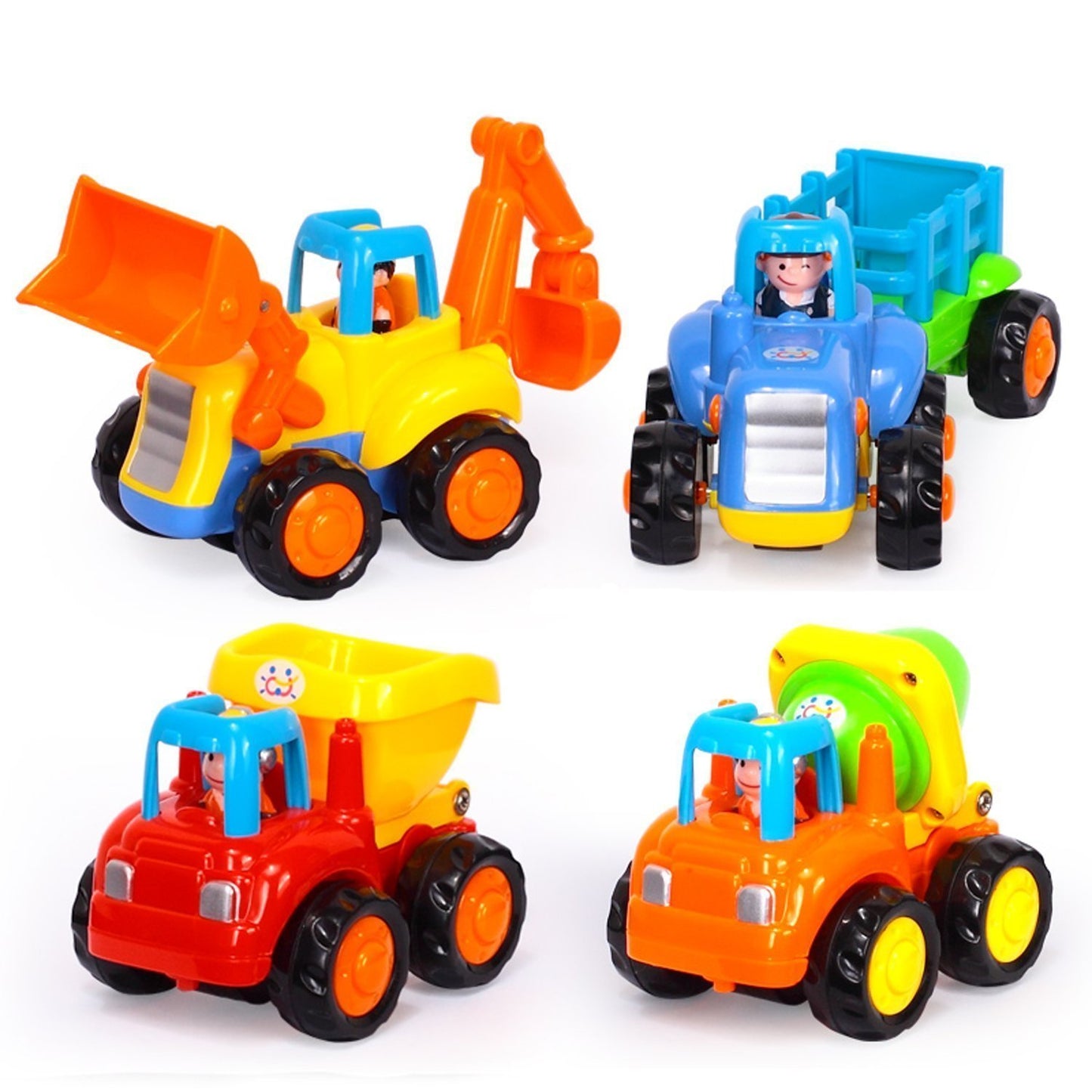 Push And Go Toys, Go Cars, Happy Engineering Vehicles Push And Go Friction Powered Car Toys Set (pack Of 4)