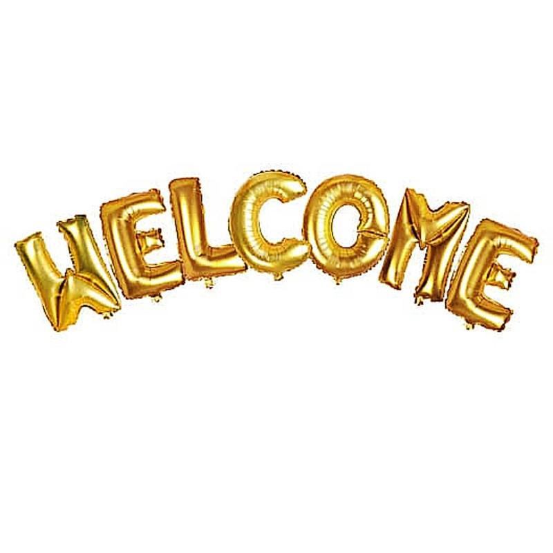Foil Balloon Decoration, Gold Letter Balloons, Solid Welcome Foil Balloon, Birthday Decoration (gold, Pack Of 1)