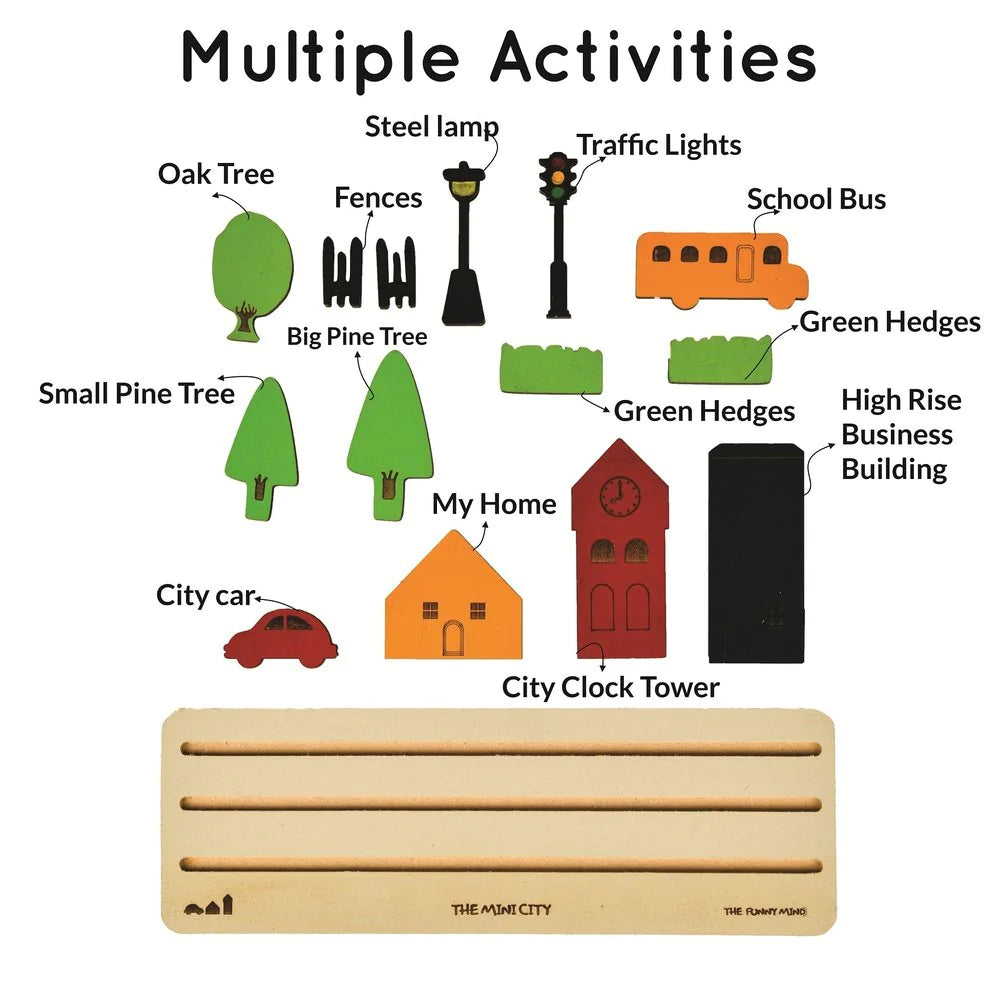 Mini City Wooden Theme Board , Puzzles and Story Making Creative Educational Toy