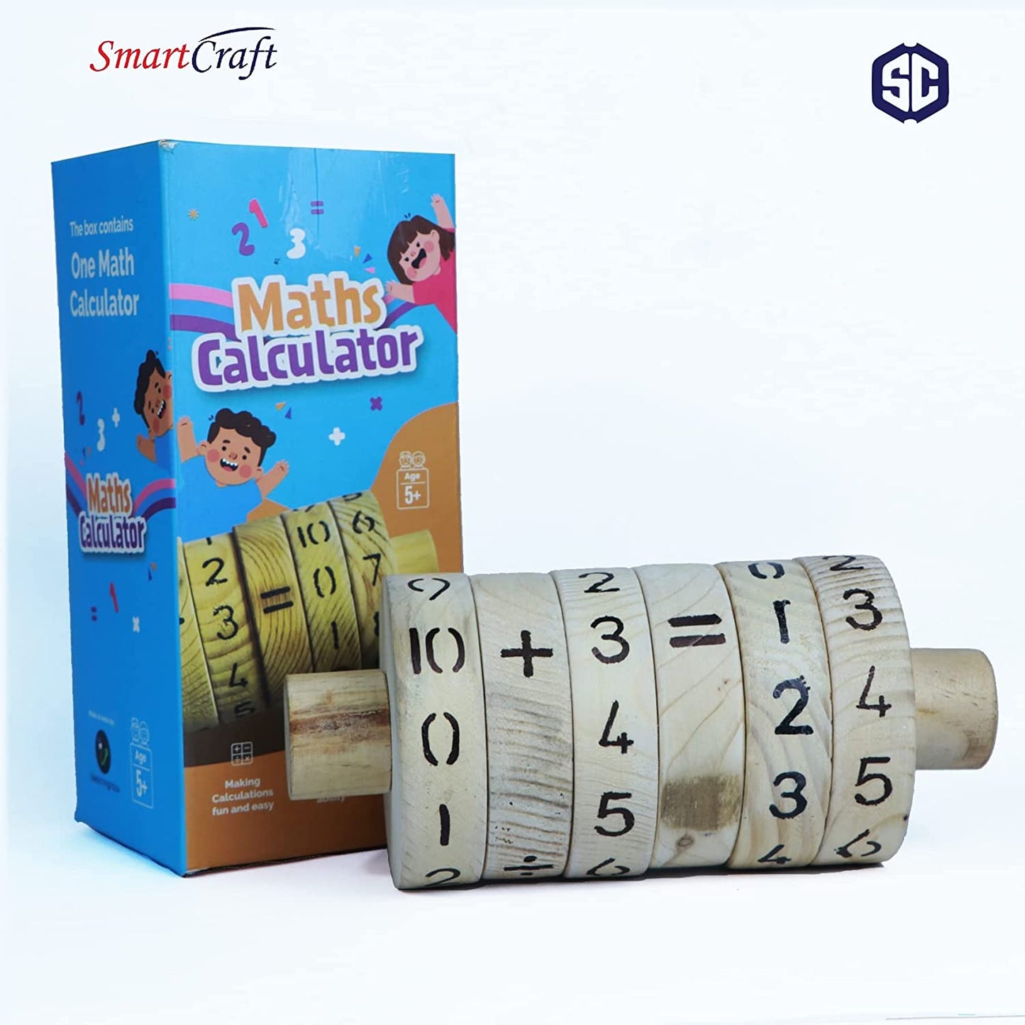 Wooden Math's Calculator Spinner, Calculator for kids, Fun Wooden Toy, Improve Math Skills