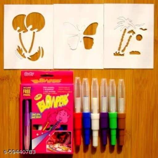 Blow Pen Art, Blow Markers Color Spray Blow Sketch Pen for Kids & Children Fun Developing Creative Activity