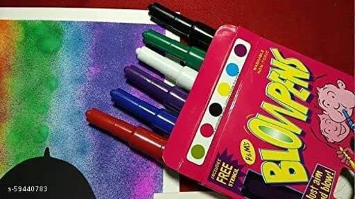 Blow Pen Art, Blow Markers Color Spray Blow Sketch Pen for Kids & Children Fun Developing Creative Activity