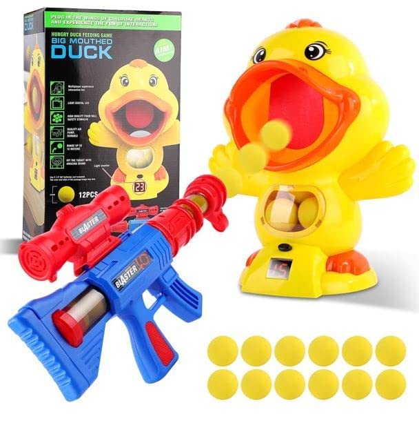 Hungry Duck Feeding Game Toy Guns, Shooting Games with Soft Foam Balls