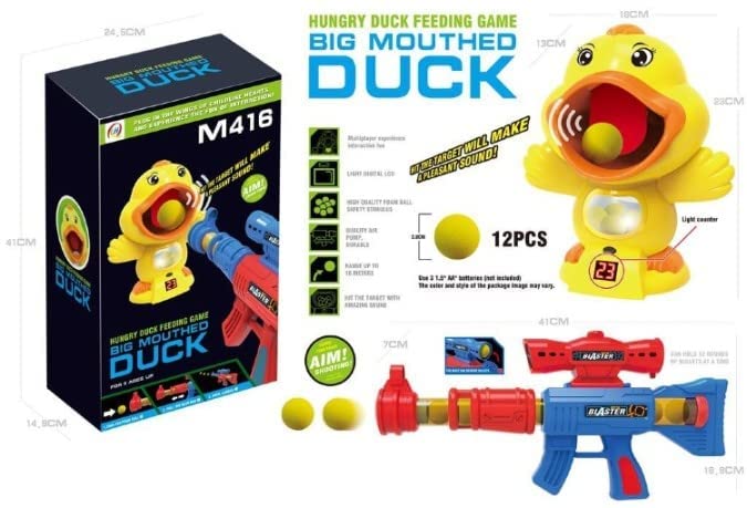 Hungry Duck Feeding Game Toy Guns, Shooting Games with Soft Foam Balls