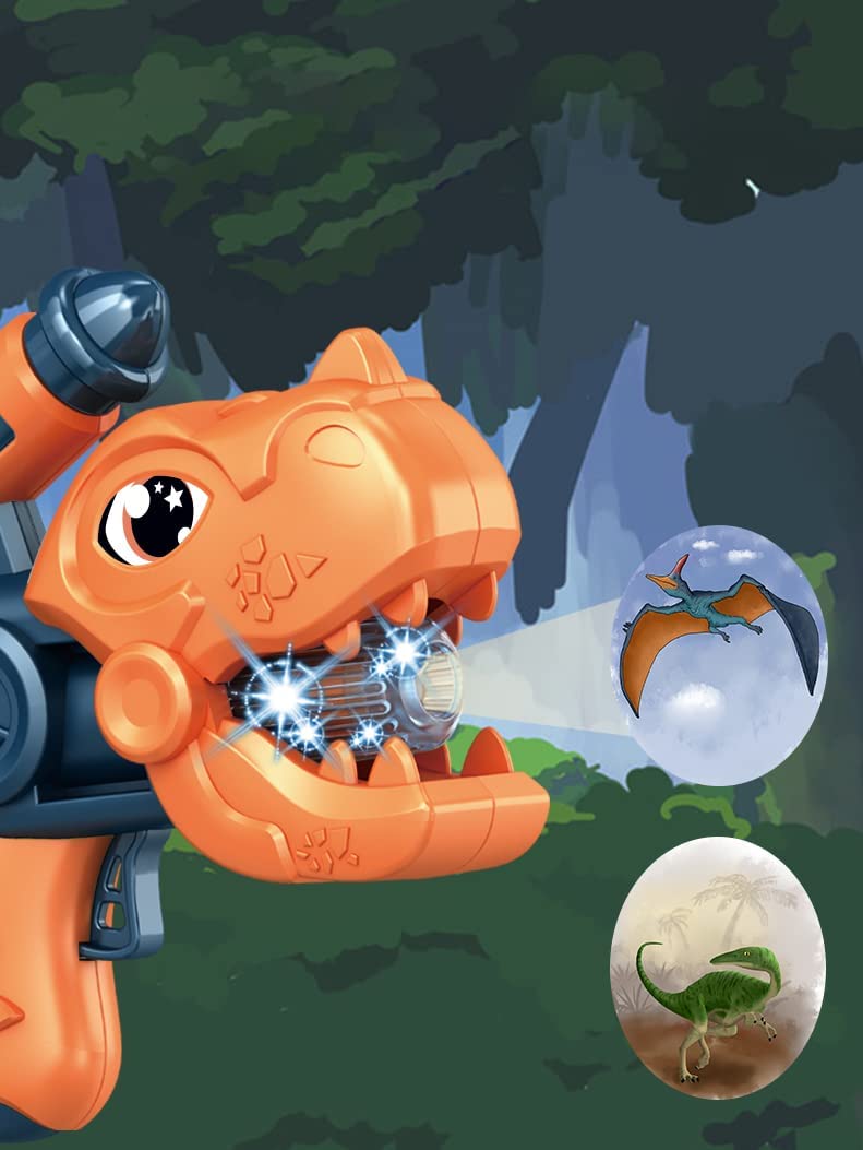 Children Cartoon Dinosaur Gun Eight-Tone Projector Light Sound Effect Toy, Random Color(Pack of 1)