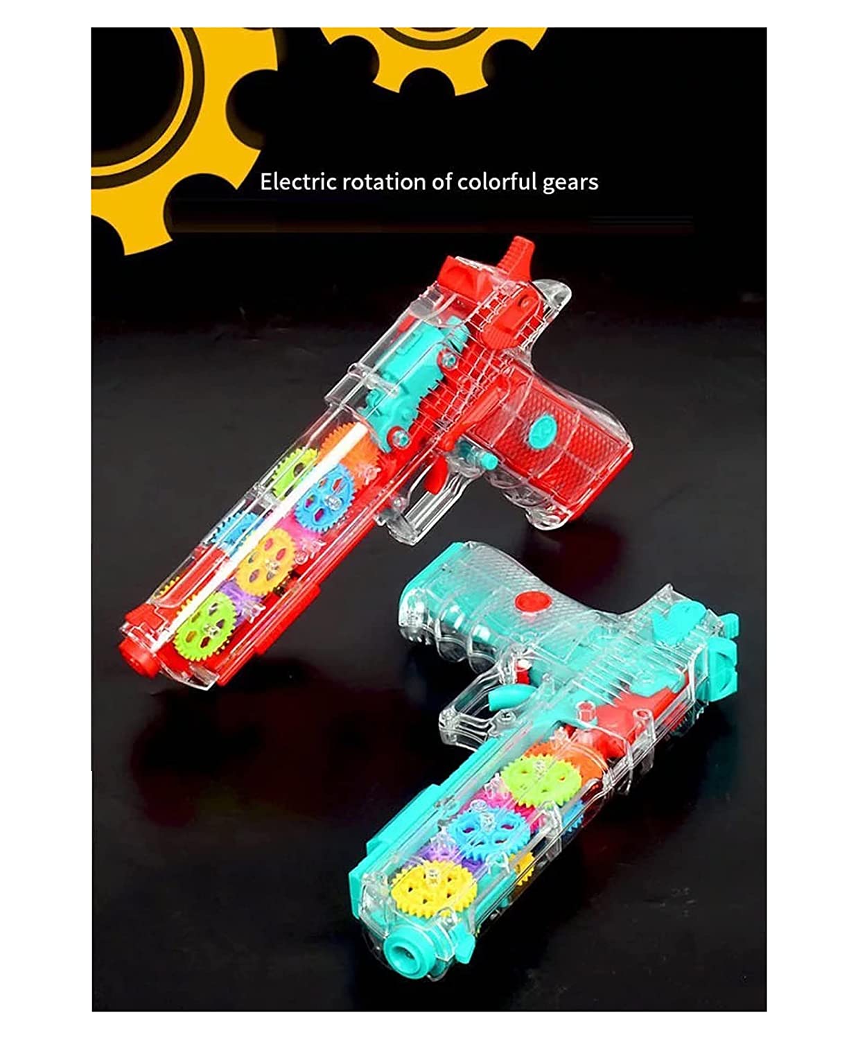 Musical And 3d Lights Kids Transparent Gun Gear Gun, Gears Concept Gun Toys, Multi Musical Blaster With Moving Gears